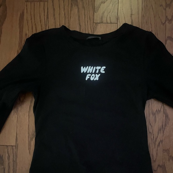 White Fox Young and Impatient black long sleeve baby tee size large - Picture 2 of 3